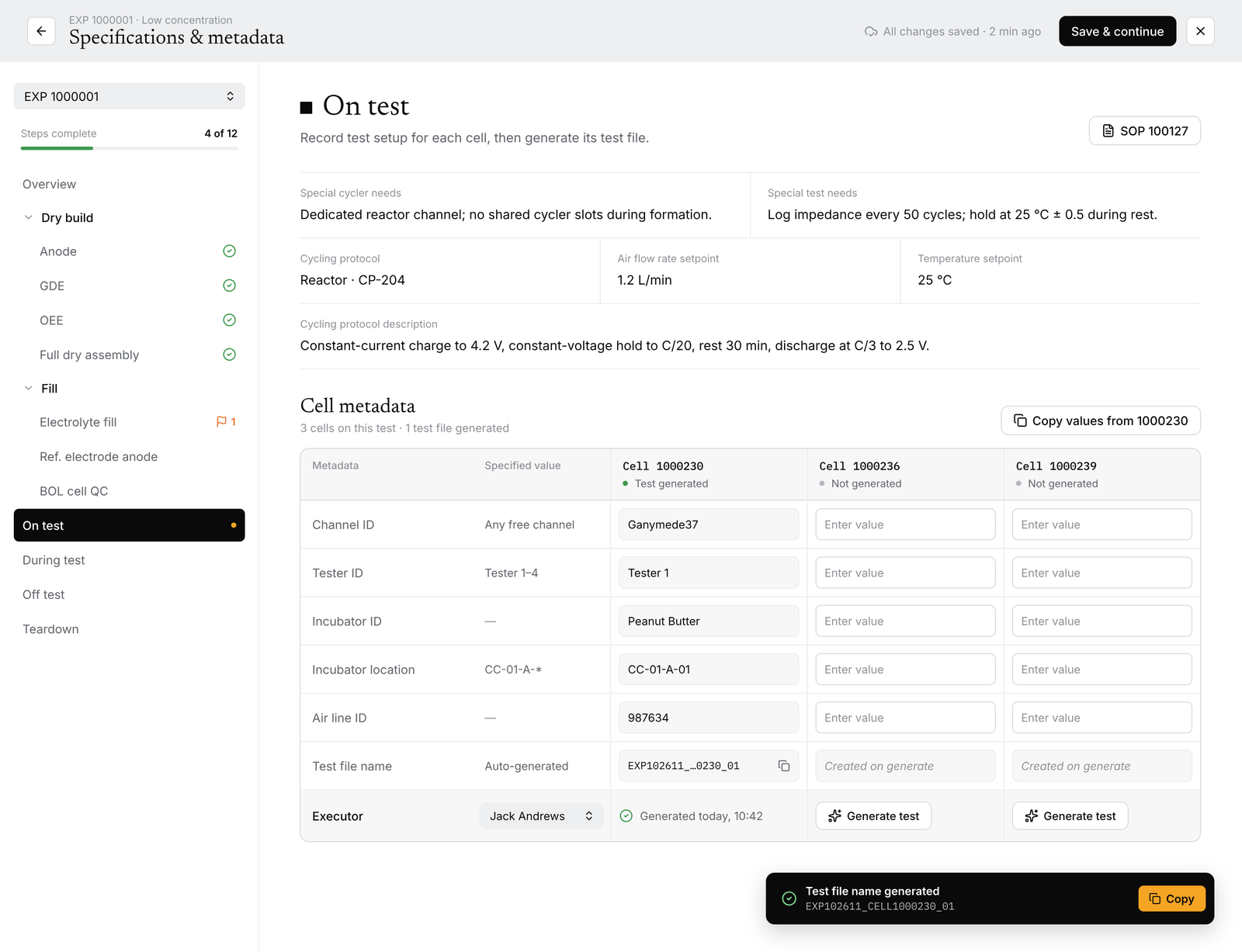 Form Energy battery manufacturing platform: specs and metadata